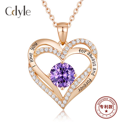Historical Lowest Price than Amazon - Radiant Rose Golden/Platinum Plated Solid S925 Sterling Silver Birthday Stone Necklace for Women