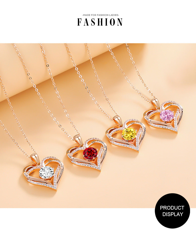 Historical Lowest Price than Amazon - Radiant Rose Golden/Platinum Plated Solid S925 Sterling Silver Birthday Stone Necklace for Women