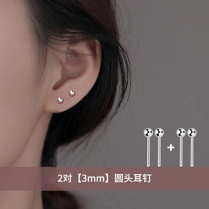 S999 Pure Silver Ear Studs-Experience Comfort and Elegance